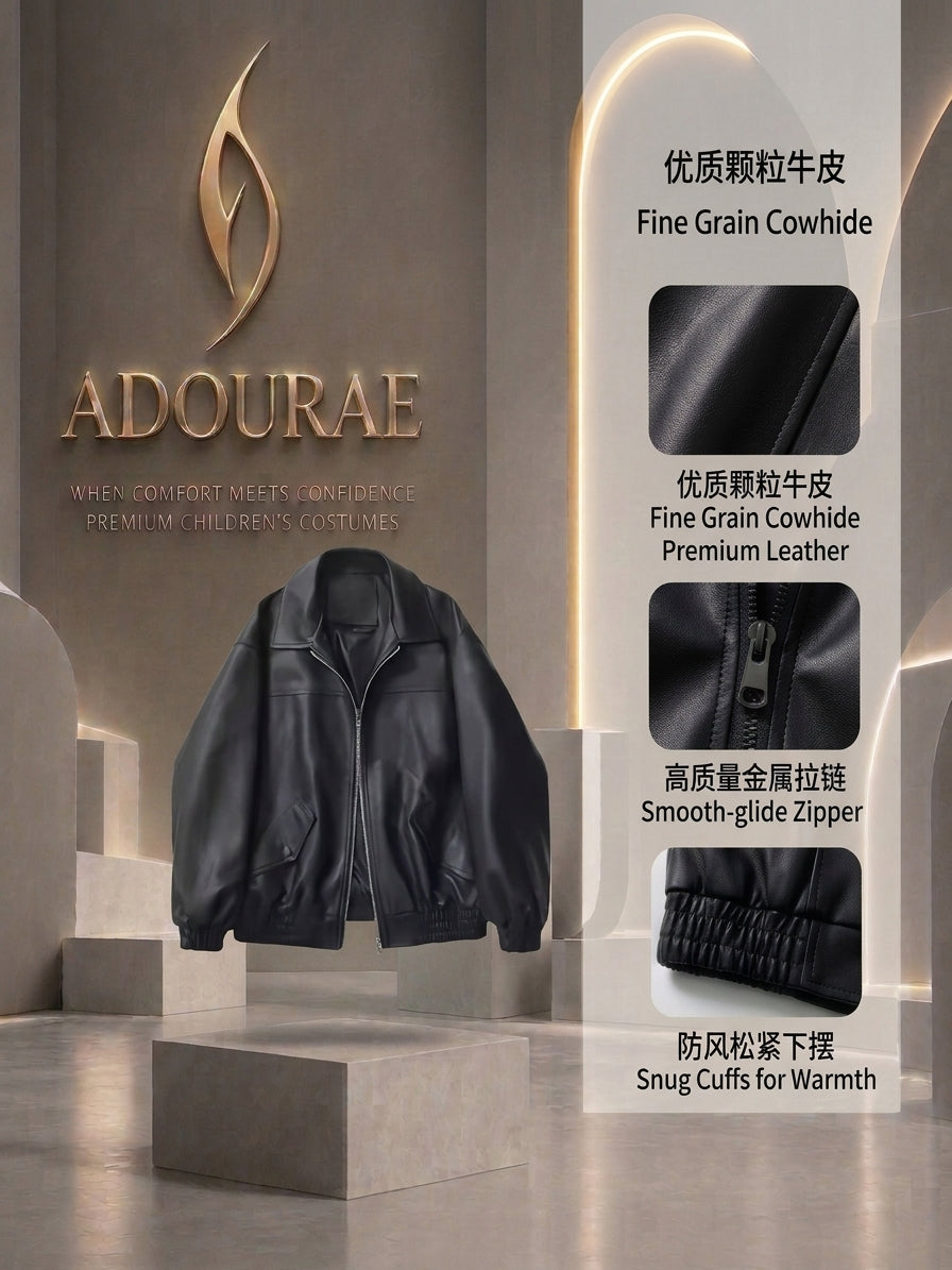 Women’s Cropped Faux Leather Jacket – Retro Vintage Moto Biker Coat | ADOURAE
