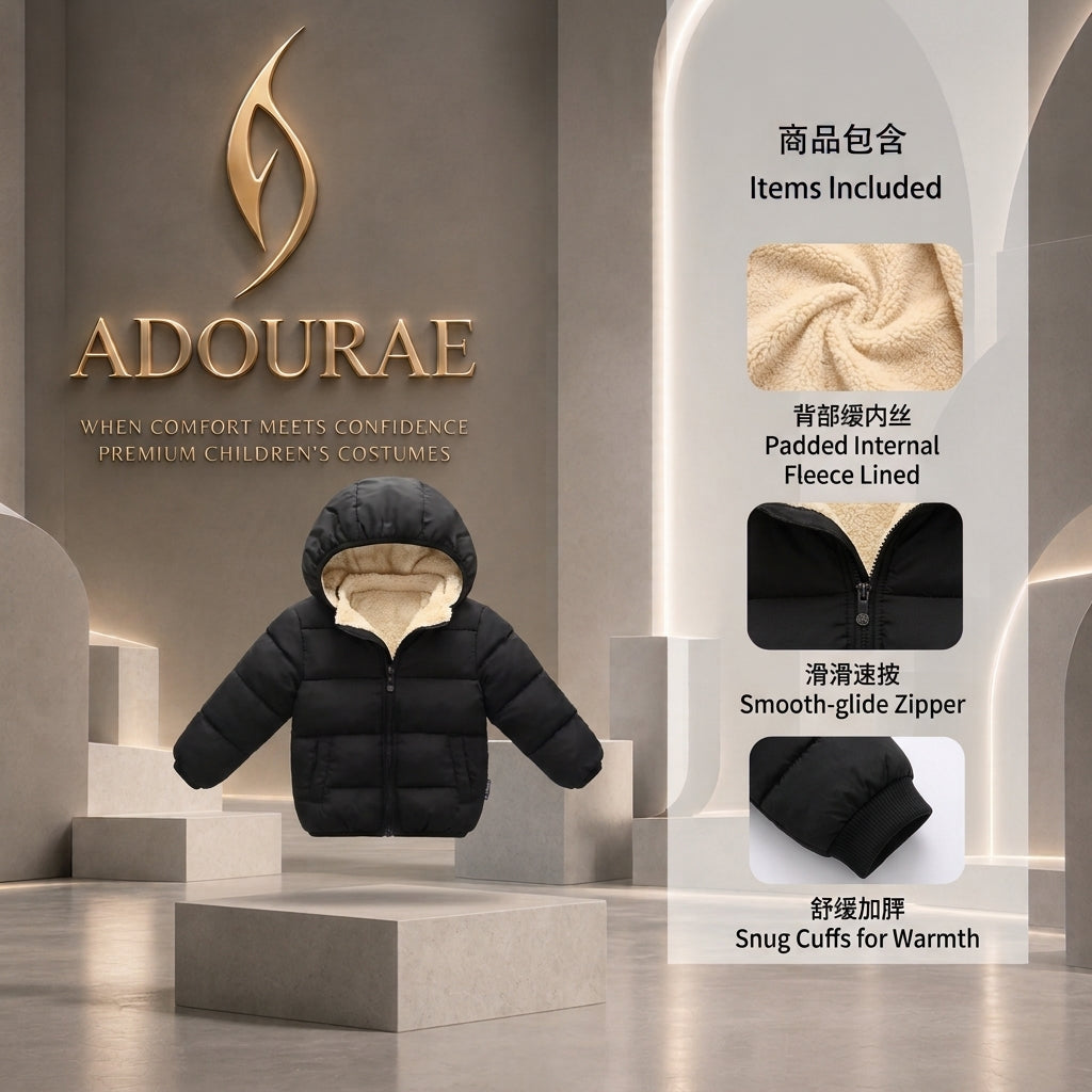 Kids Winter Jacket with Fur Hood – Warm Thick Plush Coat for Boys & Girls | ADOURAE