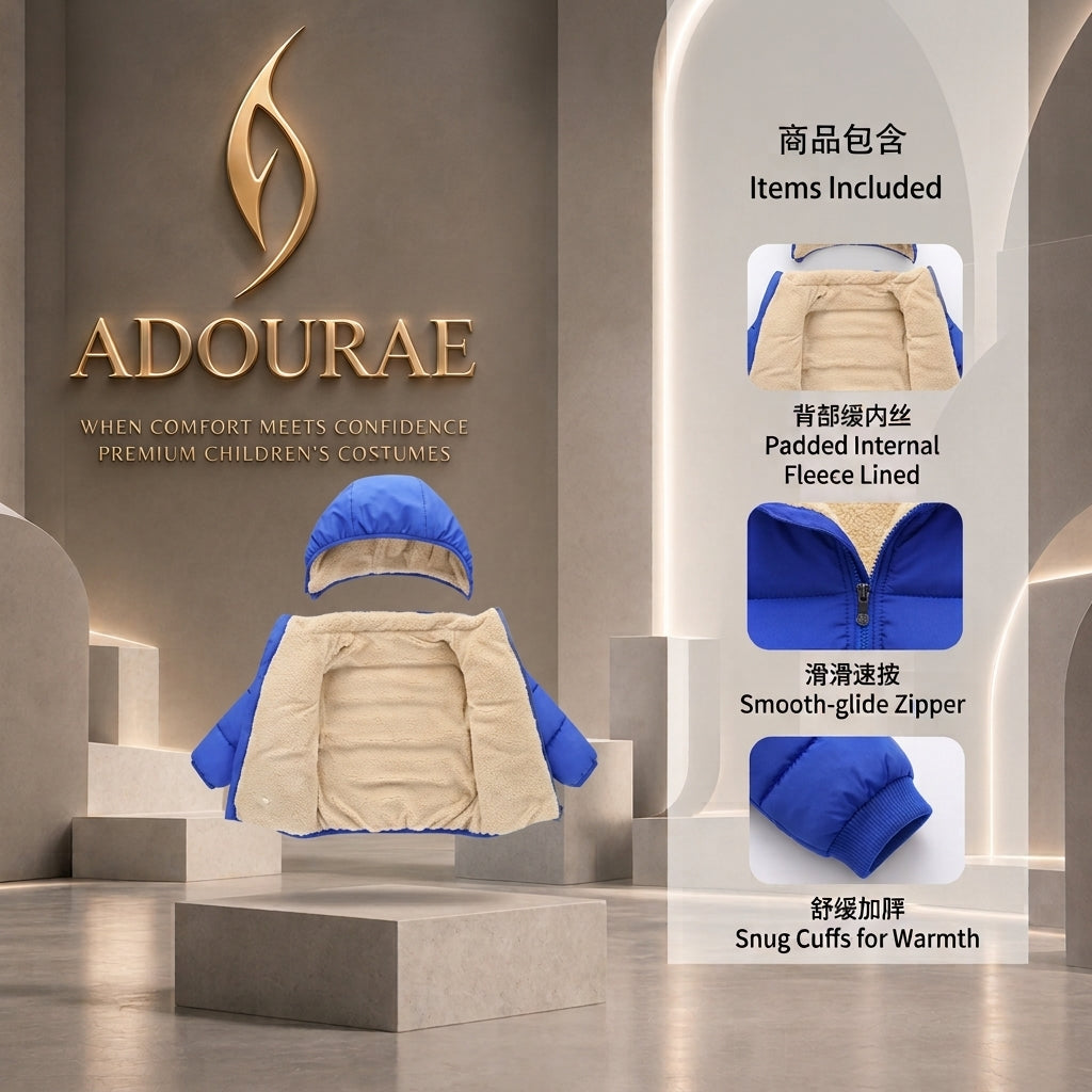 Kids Winter Jacket with Fur Hood – Warm Thick Plush Coat for Boys & Girls | ADOURAE