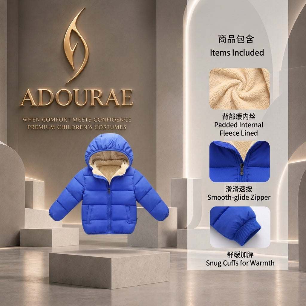 Kids Winter Jacket with Fur Hood – Warm Thick Plush Coat for Boys & Girls | ADOURAE