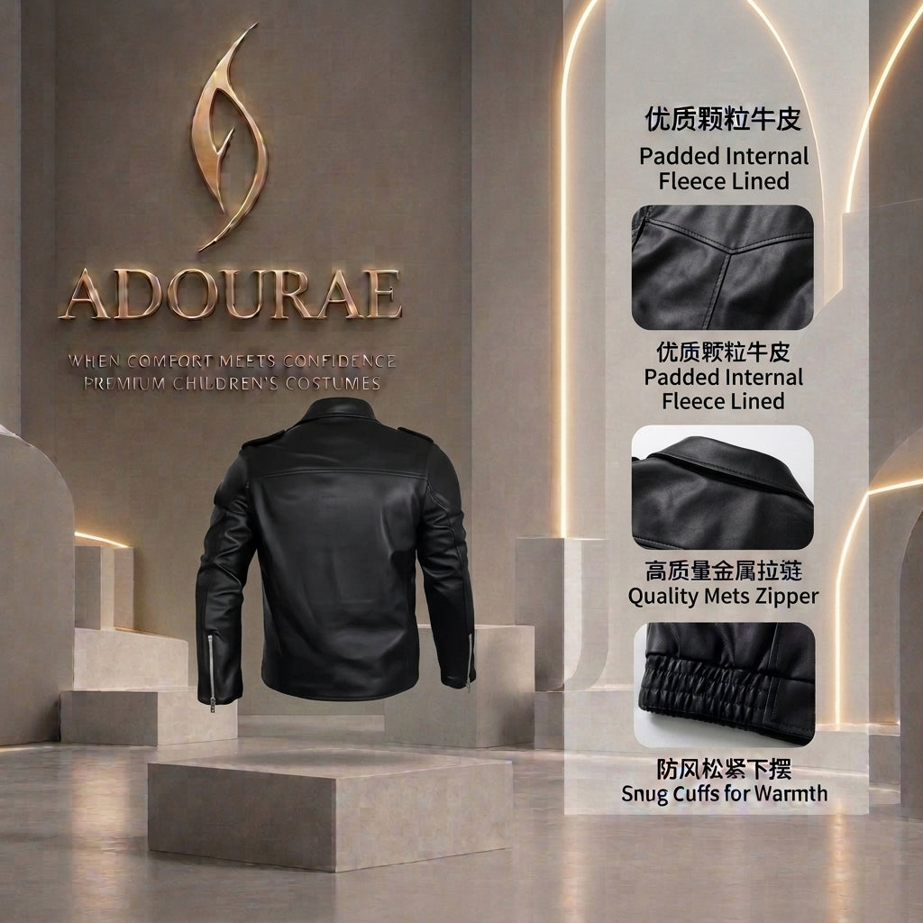Men’s Slim Fit Leather Jacket – Motorcycle Biker Jacket with Zipper | ADOURAE