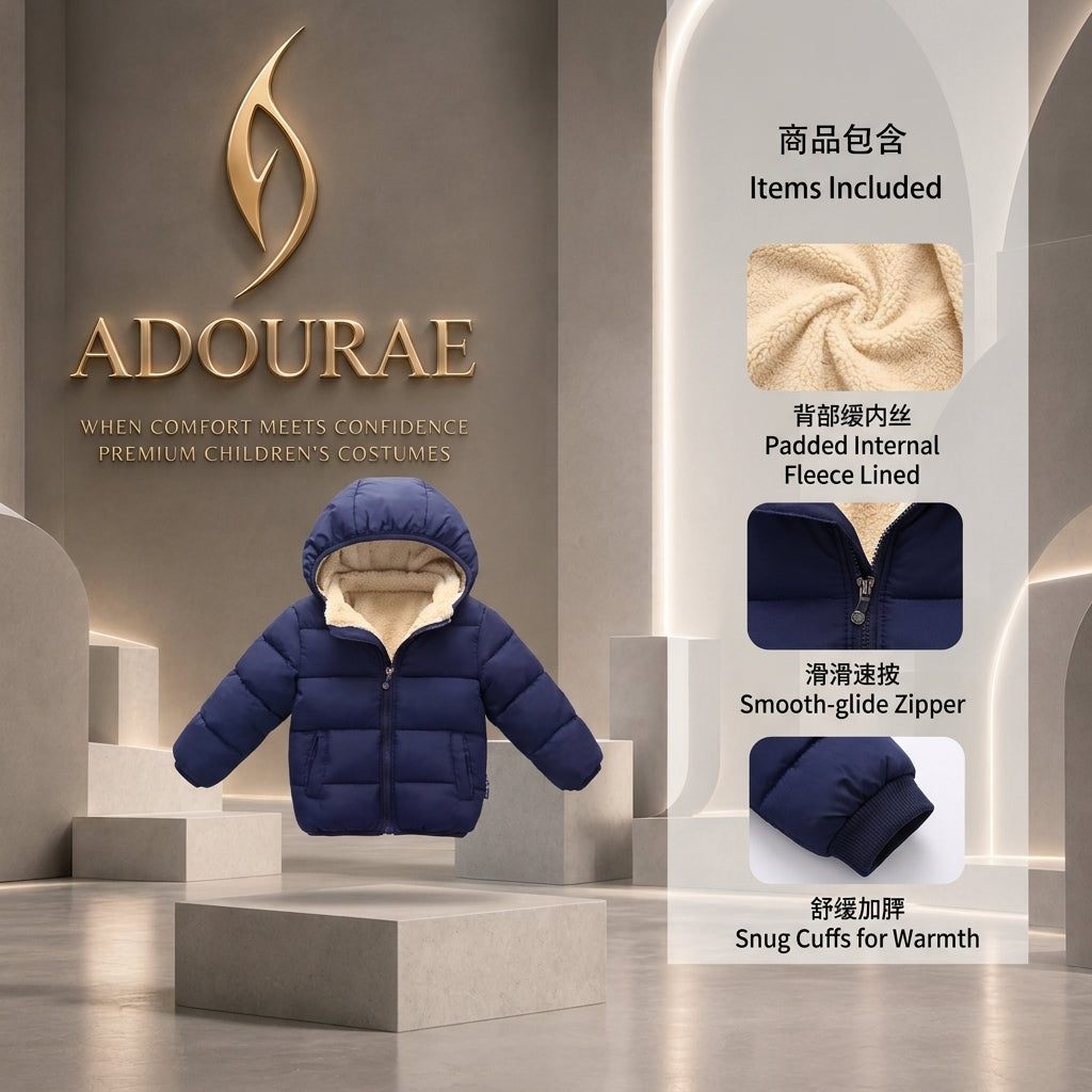 Kids Winter Jacket with Fur Hood – Warm Thick Plush Coat for Boys & Girls | ADOURAE