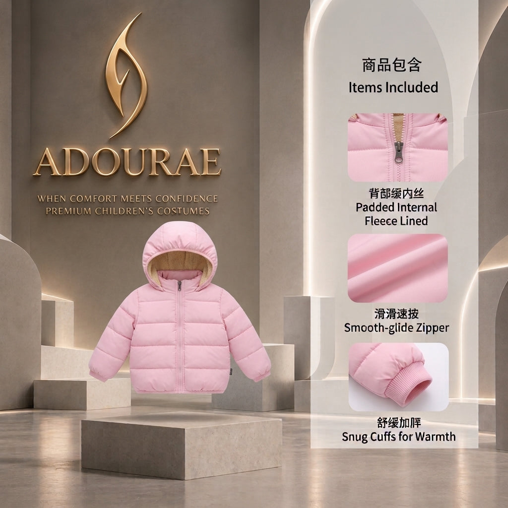 Kids Winter Jacket with Fur Hood – Warm Thick Plush Coat for Boys & Girls | ADOURAE
