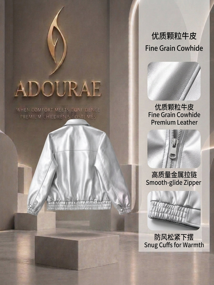 Women’s Cropped Faux Leather Jacket – Retro Vintage Moto Biker Coat | ADOURAE