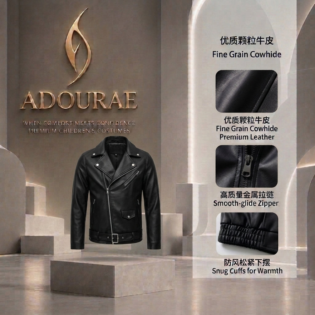 Men’s Slim Fit Leather Jacket – Motorcycle Biker Jacket with Zipper | ADOURAE