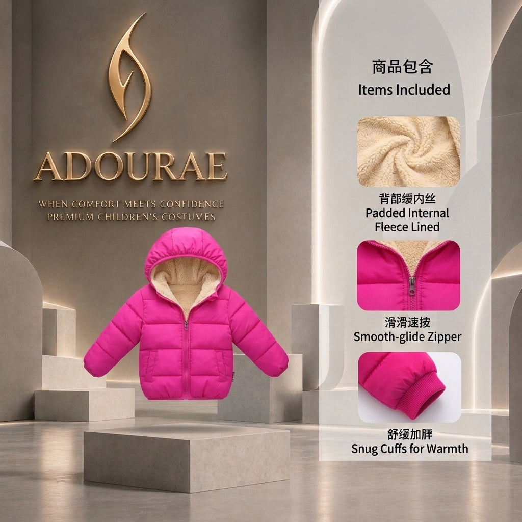 Kids Winter Jacket with Fur Hood – Warm Thick Plush Coat for Boys & Girls | ADOURAE